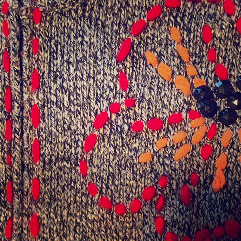 Blinged short zip funky sweater
